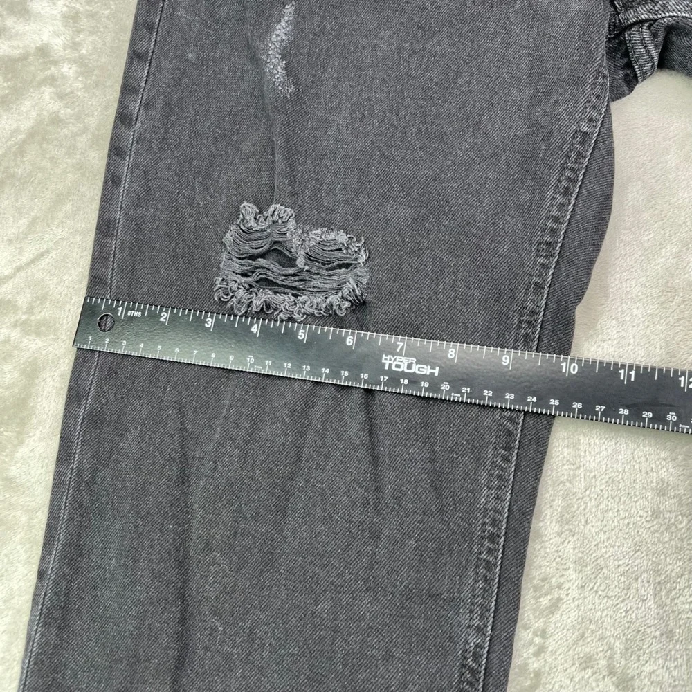 Aeropostale Low Rise Baggy Jeans Women 6R Black Distressed Ripped Denim Wide Leg